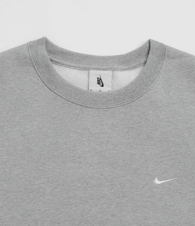 Nike Solo Swoosh Crewneck Sweatshirt - Dark Grey Heather / White