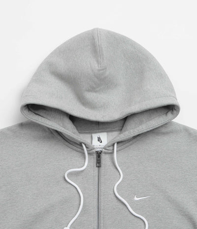 Nike Solo Swoosh Full Zip Hoodie - Dark Grey Heather / White