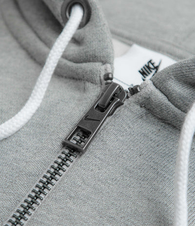 Nike Solo Swoosh Full Zip Hoodie - Dark Grey Heather / White