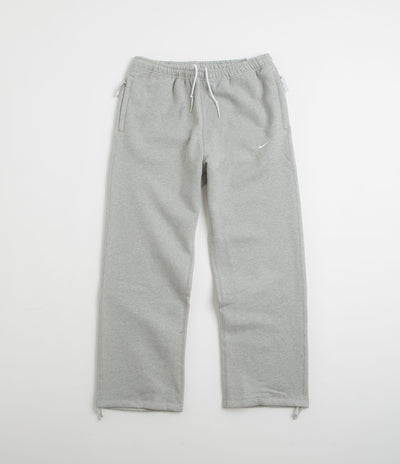 Nike Solo Swoosh Open Hem Sweatpants - Dark Grey Heather / White