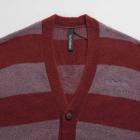 No Problemo Striped Mohair Oversized Cardigan - Burgundy Multi thumbnail