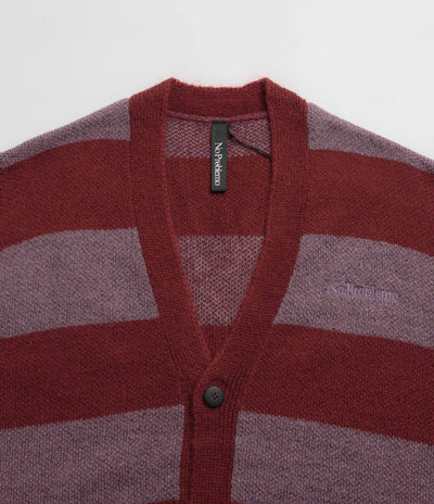 No Problemo Striped Mohair Oversized Cardigan - Burgundy Multi