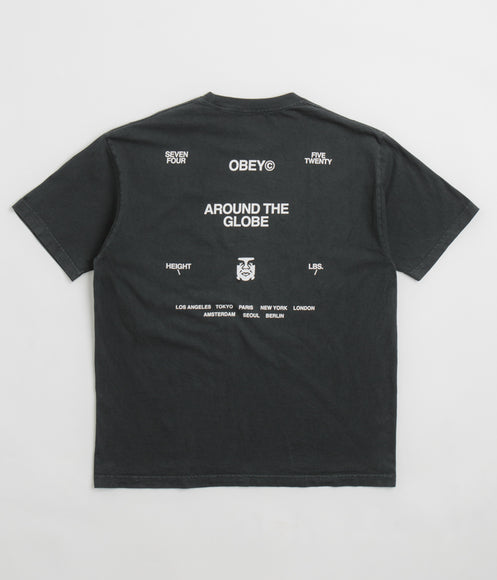 Obey Around The Globe T-Shirt - Pigment True Vintage Black