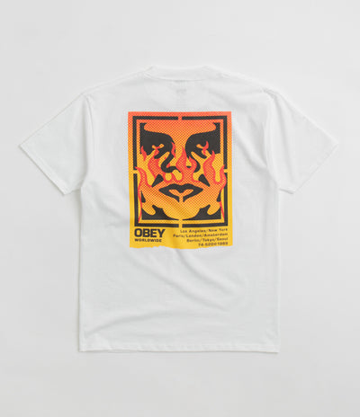 Obey Icon Stencil Flame T-Shirt - White