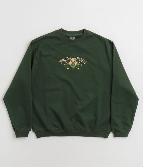 Pass Port Bloom Organic Crewneck Sweatshirt - Forest Green