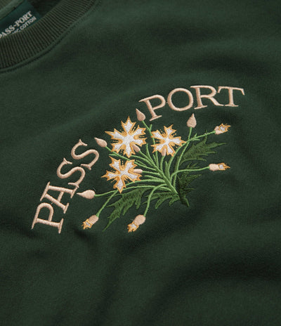 Pass Port Bloom Organic Crewneck Sweatshirt - Forest Green