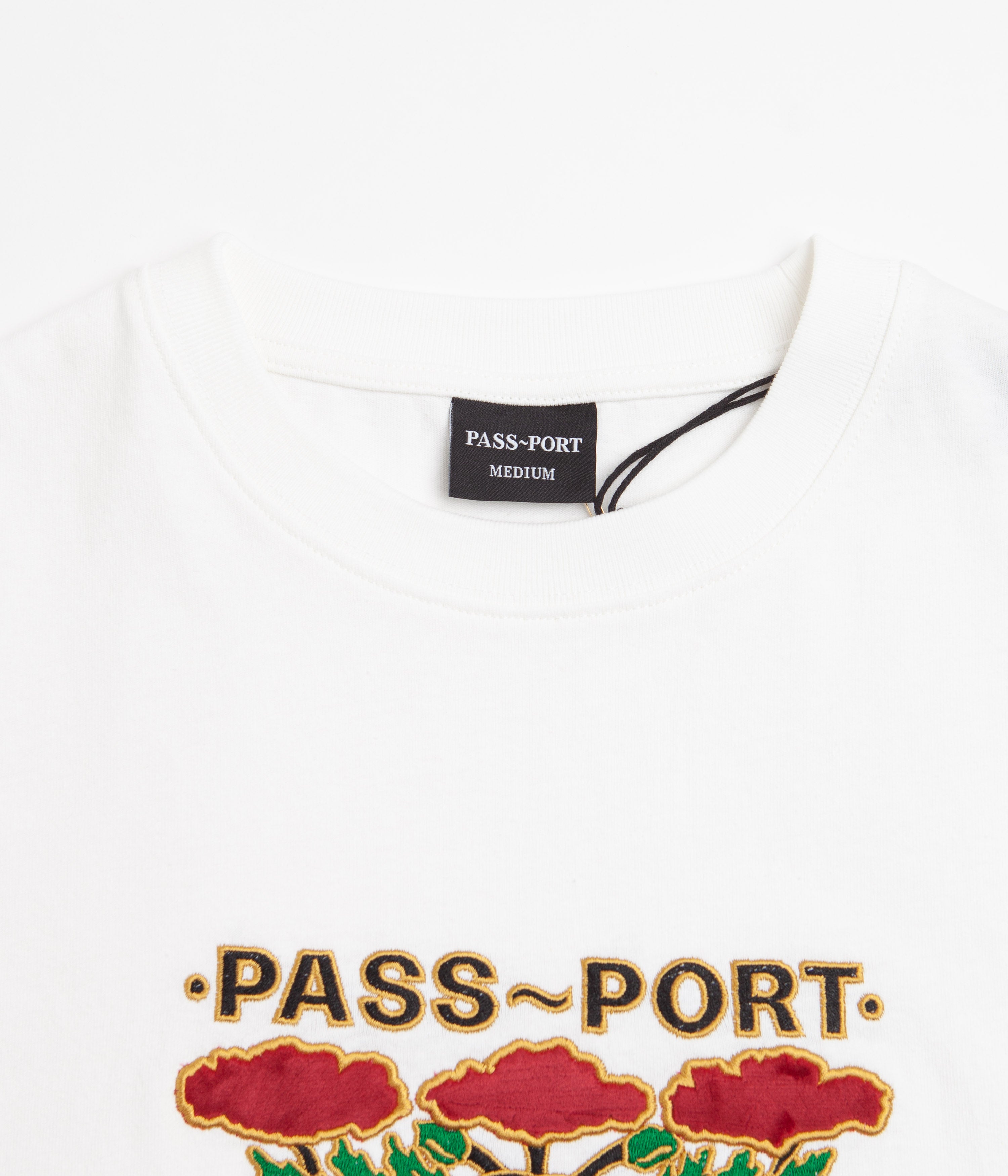 Pass Port Emblem Applique T Shirt White Flatspot