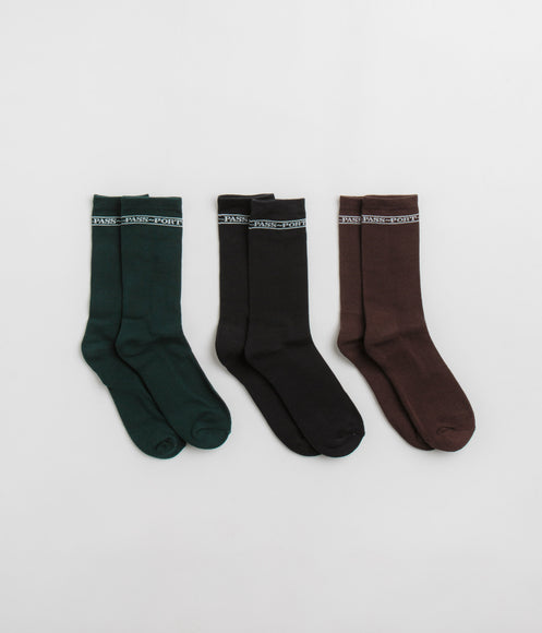 Pass Port Hi Sox Socks (3 Pack) - Black / Brown / Green