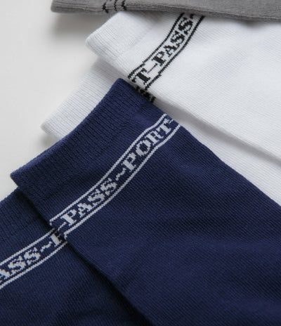 Pass Port Hi Sox Socks (3 Pack) - Navy / White / Grey