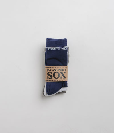 Pass Port Hi Sox Socks (3 Pack) - Navy / White / Grey