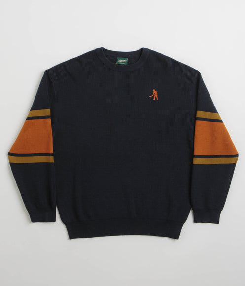 Pass Port Organic Cotton Stripe Knit Sweatshirt - Navy