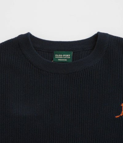 Pass Port Organic Cotton Stripe Knit Sweatshirt - Navy