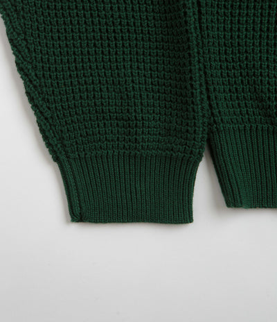 Pass Port Organic Cotton Waffle Knit Sweatshirt - Dark Green