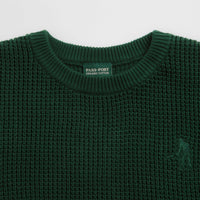 Pass Port Organic Cotton Waffle Knit Sweatshirt - Dark Green thumbnail