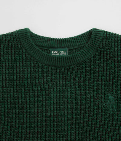 Pass Port Organic Cotton Waffle Knit Sweatshirt - Dark Green