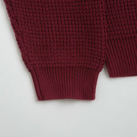 Pass Port Organic Cotton Waffle Knit Sweatshirt - Maroon thumbnail