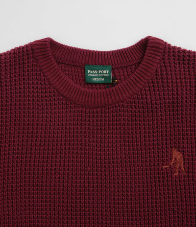 Pass Port Organic Cotton Waffle Knit Sweatshirt - Maroon