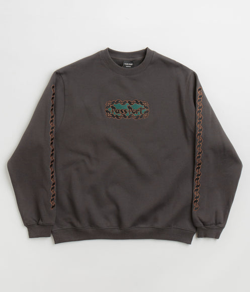 Pass Port Pattoned Crewneck Sweatshirt - Tar