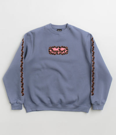 Pass Port Pattoned Crewneck Sweatshirt - Washed Out Blue