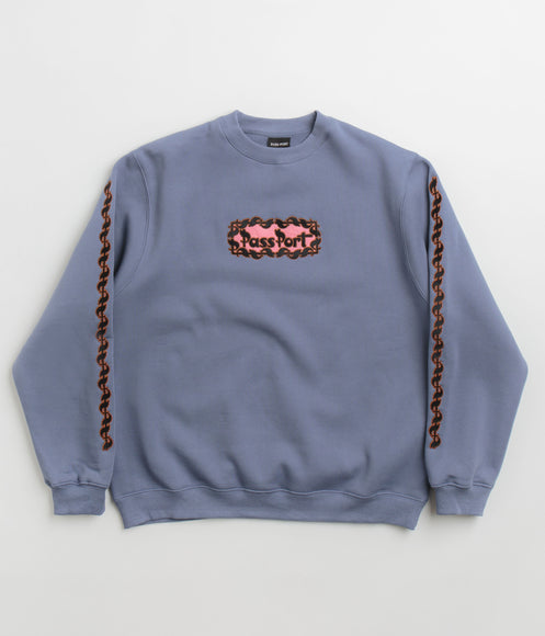 Pass Port Pattoned Crewneck Sweatshirt - Washed Out Blue