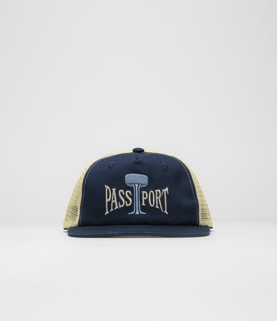 Pass Port Towers Of Water Workers Trucker Cap - Navy / Cream