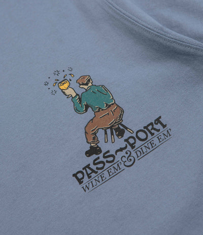 Pass Port Wine Em T-Shirt - Stonewash Blue