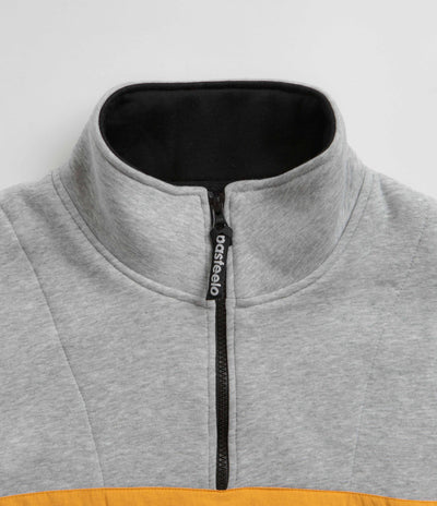 Pasteelo Contrast 1/4 Zip Sweatshirt - Heather Grey / Gold