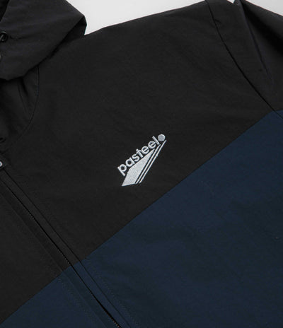 Pasteelo Hooded Windbreaker Jacket - Black / Navy