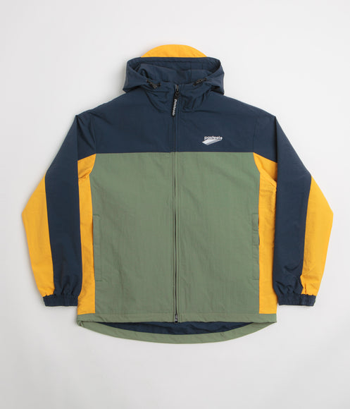 Pasteelo Hooded Windbreaker Jacket - Navy / Olive / Gold