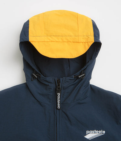 Pasteelo Hooded Windbreaker Jacket - Navy / Olive / Gold