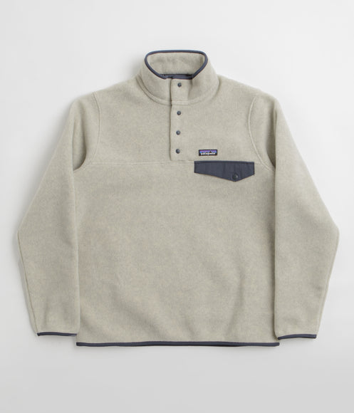 Patagonia Lightweight Synchilla Snap-T Fleece - Oatmeal Heather / Smolder Blue