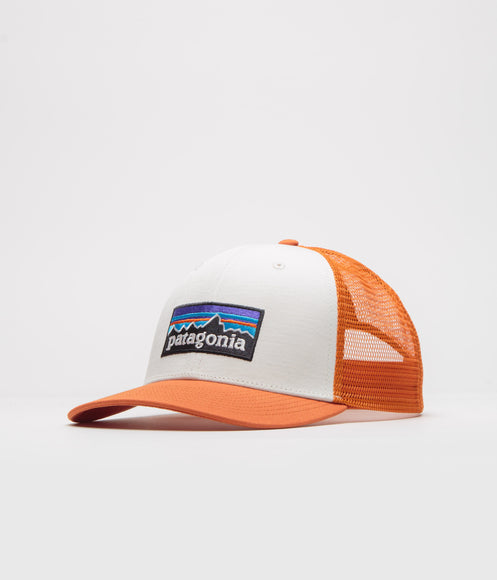 Patagonia P-6 Logo Trucker Cap - White / Redtail Rust