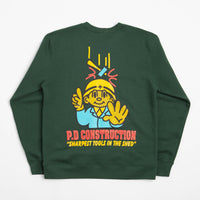 Playdude Construction Crewneck Sweatshirt - Bottle Green thumbnail