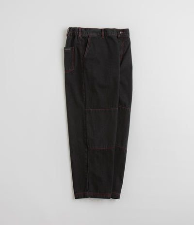 Poetic Collective Denim Sculptor Pants - Black / Red Stitch