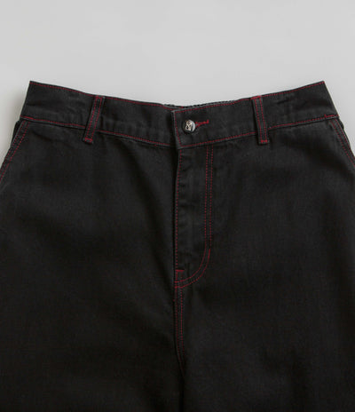 Poetic Collective Denim Sculptor Pants - Black / Red Stitch