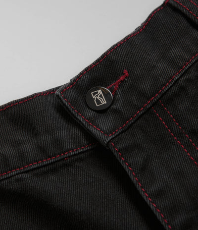 Poetic Collective Denim Sculptor Pants - Black / Red Stitch