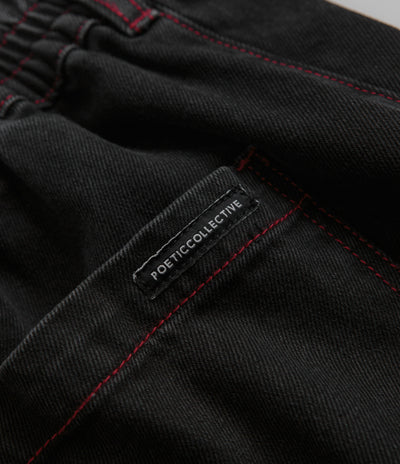 Poetic Collective Denim Sculptor Pants - Black / Red Stitch