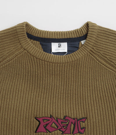 Poetic Collective Graff Knitted Crewneck Sweatshirt - Brown