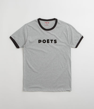 Poets Base Ringer Flocked T-Shirt - Heather Grey