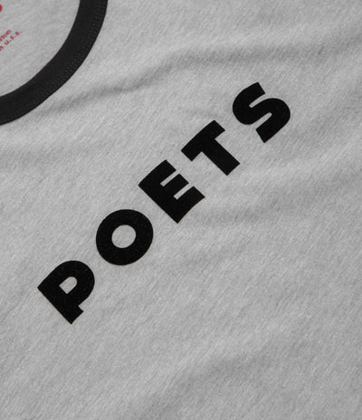 Poets Base Ringer Flocked T-Shirt - Heather Grey