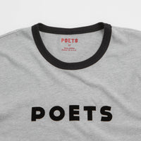 Poets Base Ringer Flocked T-Shirt - Heather Grey thumbnail