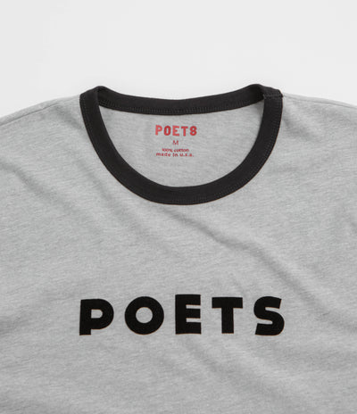 Poets Base Ringer Flocked T-Shirt - Heather Grey