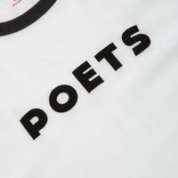 Poets Base Ringer Flocked T-Shirt - White thumbnail