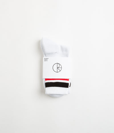 Polar Fat Stripe Socks - White / Black / Red