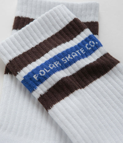 Polar Fat Stripe Socks - White / Brown / Blue