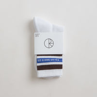 Polar Fat Stripe Socks - White / Brown / Blue thumbnail