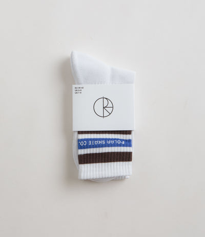 Polar Fat Stripe Socks - White / Brown / Blue