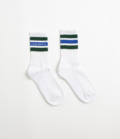 Polar Fat Stripe Socks - White / Green / Blue