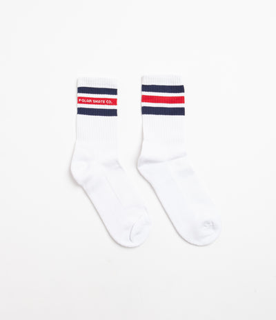 Polar Fat Stripe Socks - White / Navy / Red