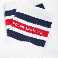 Polar Fat Stripe Socks - White / Navy / Red thumbnail